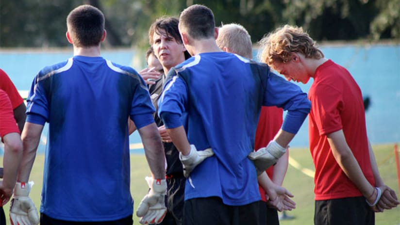 Canada Under-20 national team coach Nick Dasovic with his players in training