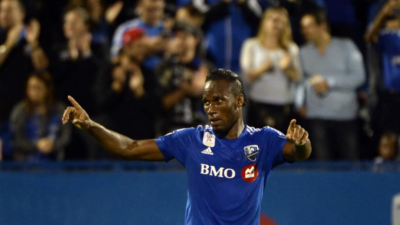Didier Drogba, Montreal Impact - pointing with both hands