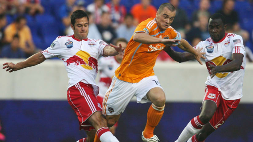 Cam Weaver (center) and the Dynamo fell to their second straight loss.