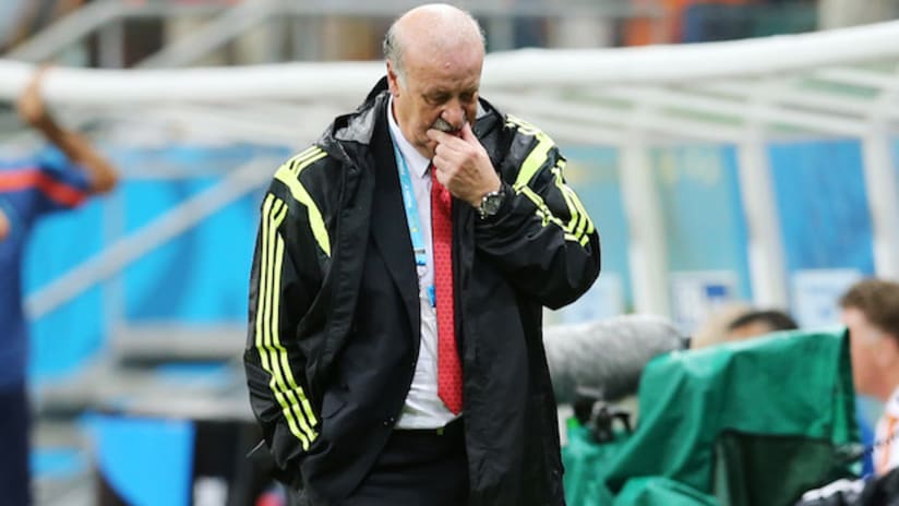 Vicente del Bosque reacts to Spain's defeat to the Netherlands
