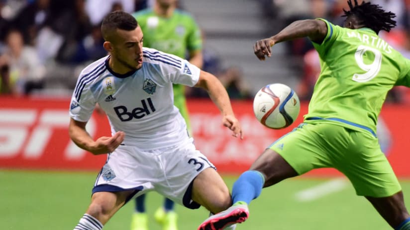Obafemi Martins - Russell Teibert - Seattle Sounders - Vancouver Whitecaps - Action