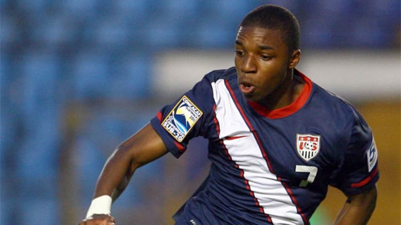 Joe Gyau with the US U-20s during the CONCACAF Championship.