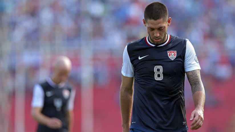 Clint Dempsey looks dejected after the US loss to Honduras