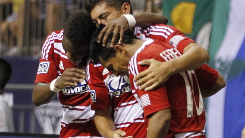 Jonathan Top of FC Dallas celebrates his first MLS goal