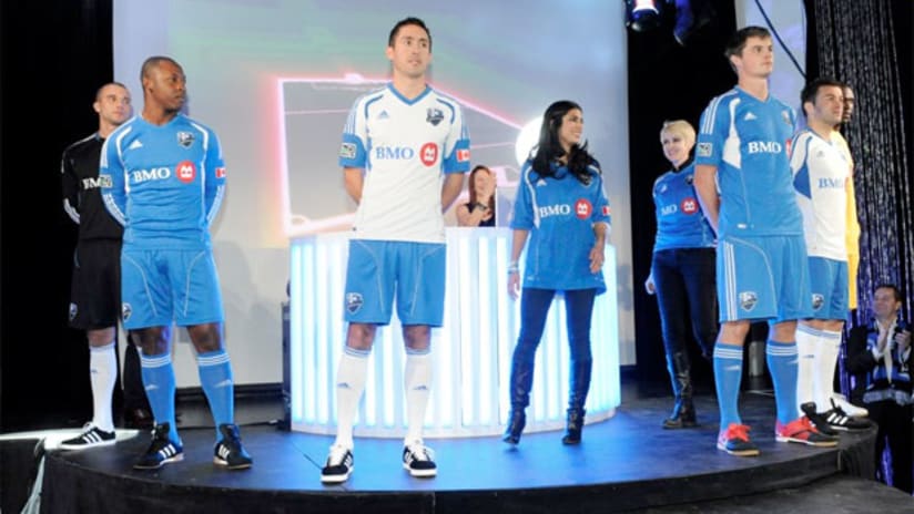 Montreal Impact players model the 2012 kits