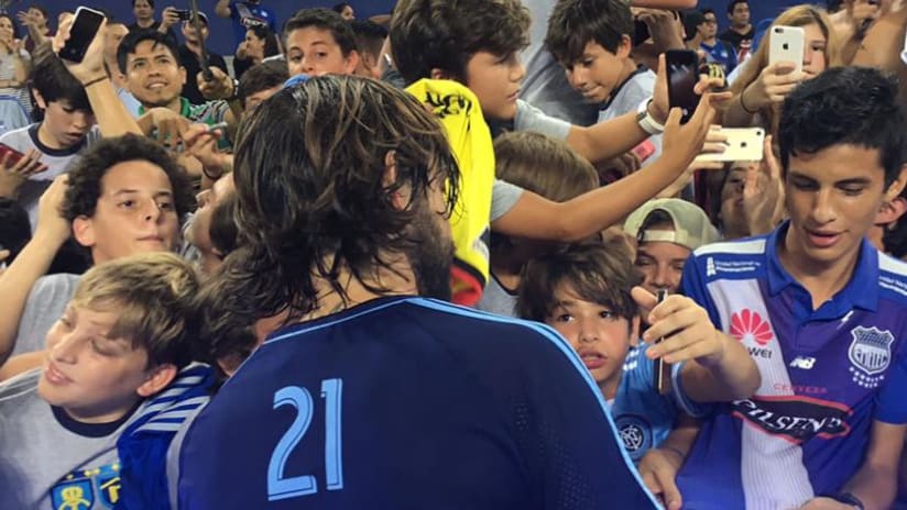 Andrea Pirlo - New York City FC - signs autographs for Emelec fans