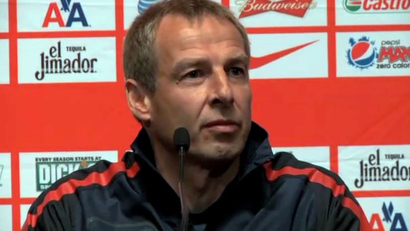 US head coach Jurgen Klinsmann speaks at a press conference