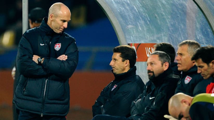 US coach Bob Bradley (left) has not offered much insight into his future with the team or on a possible move to Europe.