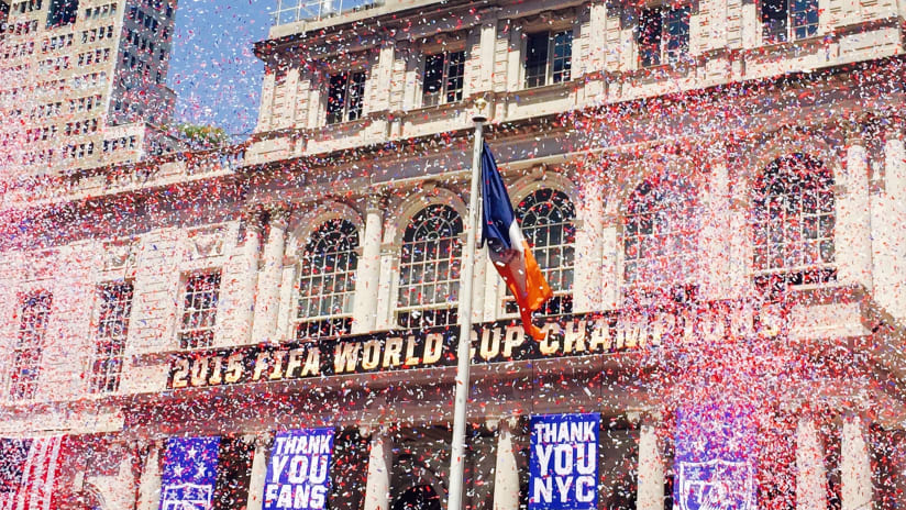 USWNT ticker tape parade celebration at City Hall in New York