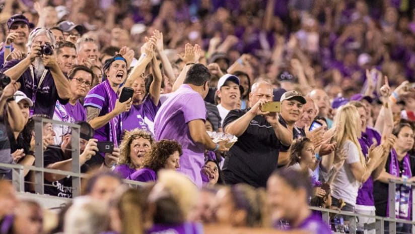 Fans celebrate at the Citrus Bowl in the Orlando Pride's home debut