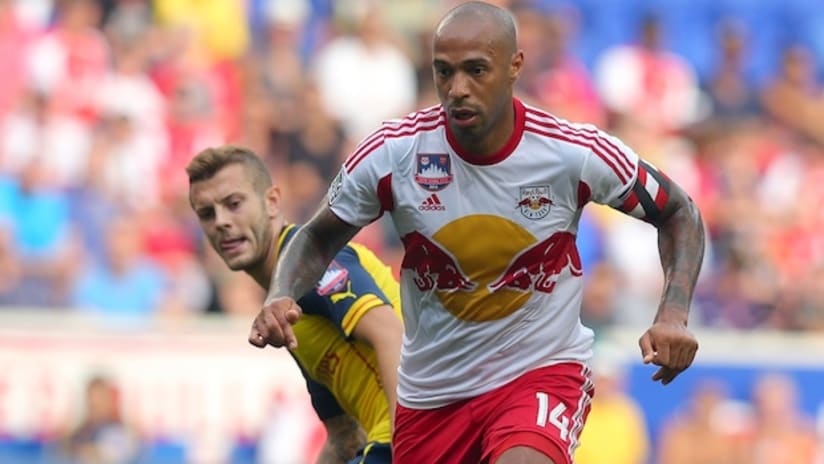 Thierry Henry in action for the New York Red Bulls against Arsenal