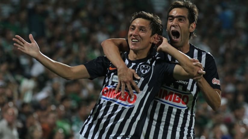 Nery Cardozo of Monterrey celebrates his winning goal in the CONCACAF Champions League