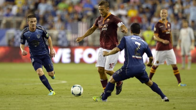 Francesco Totti in action against the All-Stars