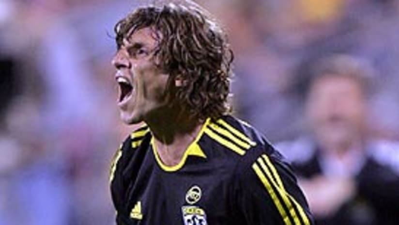 Crew defender Frankie Hejduk was sent off in extra time on Wednesday.