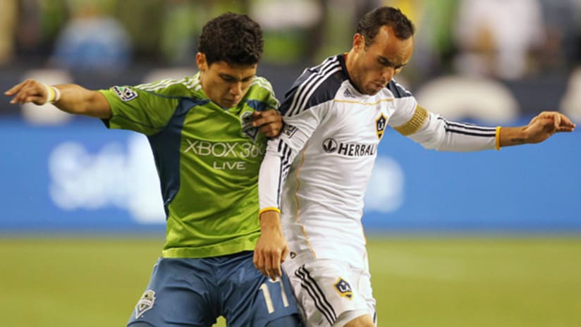 Fredy Montero (left) and the Seattle Sounders will take on Landon Donovan and the LA Galaxy in the 2011 MLS season opener.