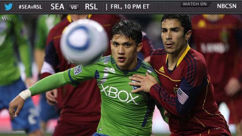 Fredy Montero and Tony Beltran in the 2011 playoffs (SEA - RSL)