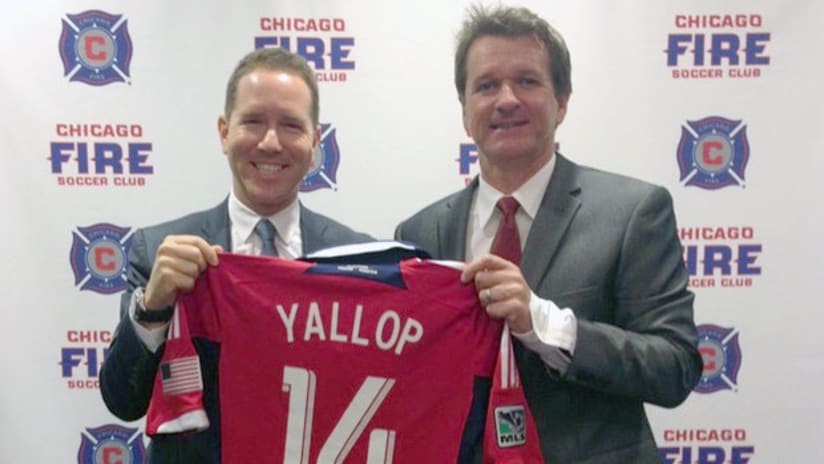 Chicago Fire owner Andrew Hauptman and new coach Frank Yallop