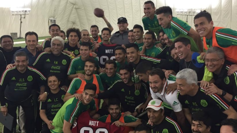 Mexico national team poses with J.J. Watt