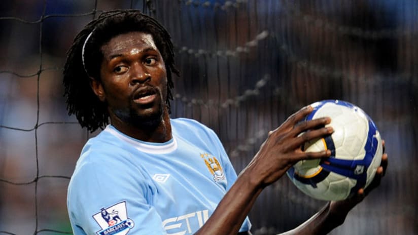 Emmanuel Adebayor and the world's richest club, Manchester City, are part of the Barclays NY Challenge.