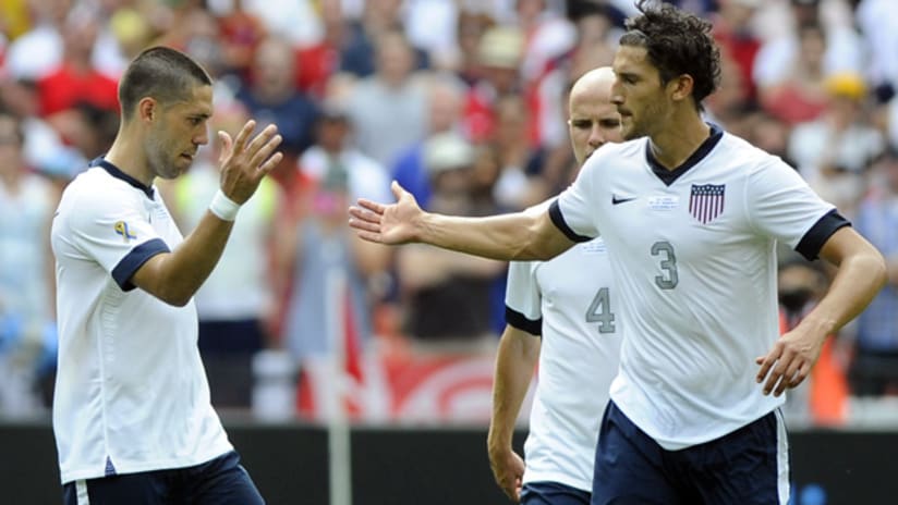 Clint Dempsey and Omar Gonzalez during the US national team's win over Germany