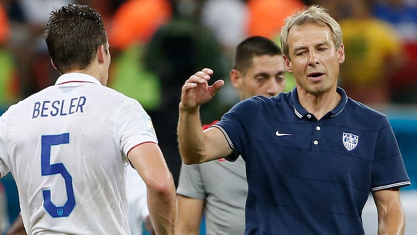 USMNT's Jurgen Klinsmann congratulates Matt Besler