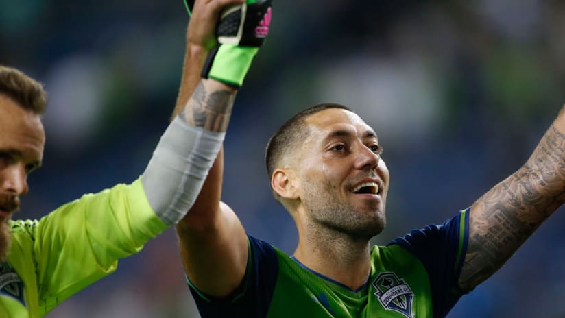 Clint Dempsey - Seattle Sounders - Acknowledges the fans after a win