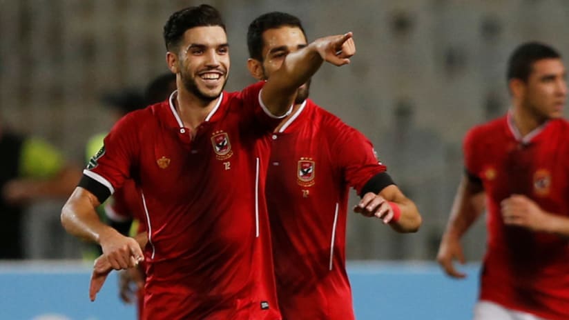 Walid Azaro - Al-Ahly - celebrates a goal