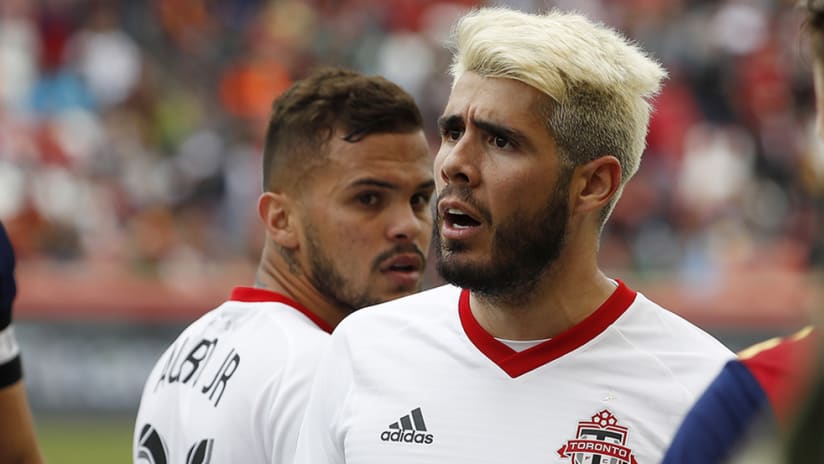 Alejandro Pozuelo – Toronto FC – reacts to red card