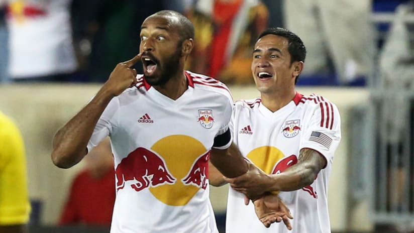 Thierry Henry shows the evil eye to Columbus (Sept. 15, 2012)