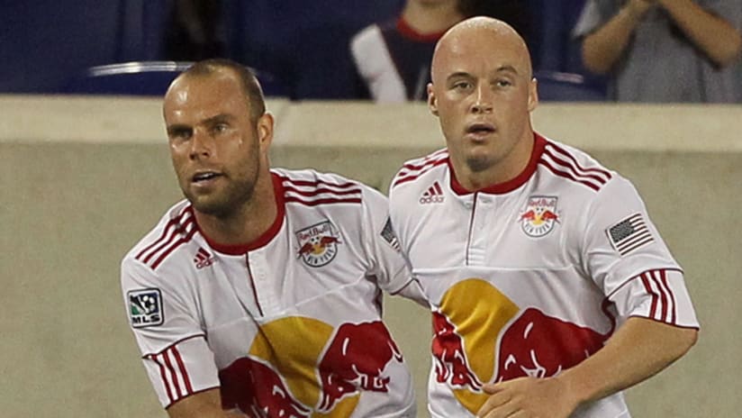 Joel Lindpere and Luke Rodgers of RBNY
