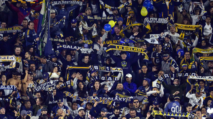 LA Galaxy - fans - holding scarves aloft