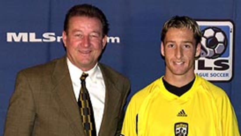 Tom Fitzgerald (left) selected Duncan Oughton in the 2001 MLS SuperDraft.