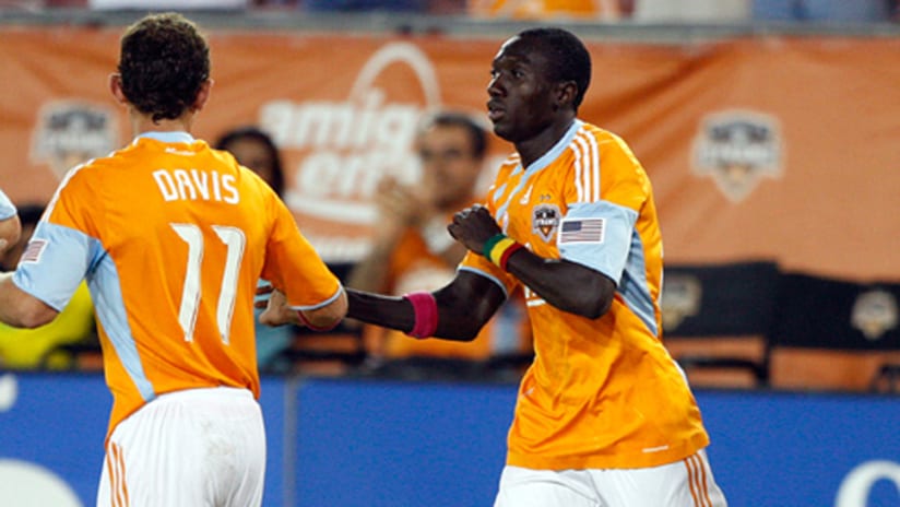 Dominic Oduro (right) has three goals in his last four matches for the Dynamo.