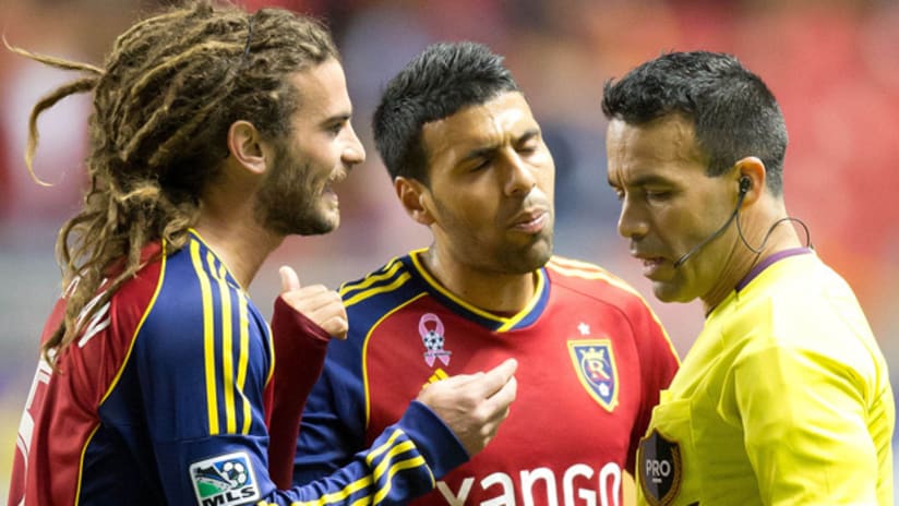 Morales and Beckerman with referee