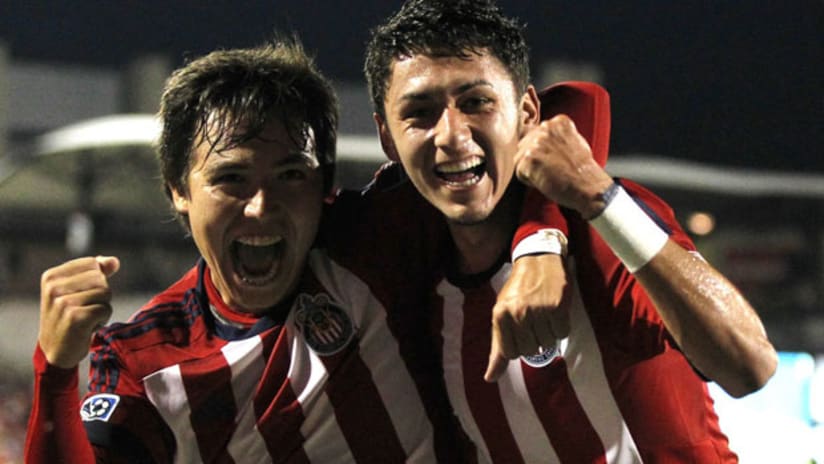 Chivas USA's Cubo Torres and Marky Delgado celebrate.