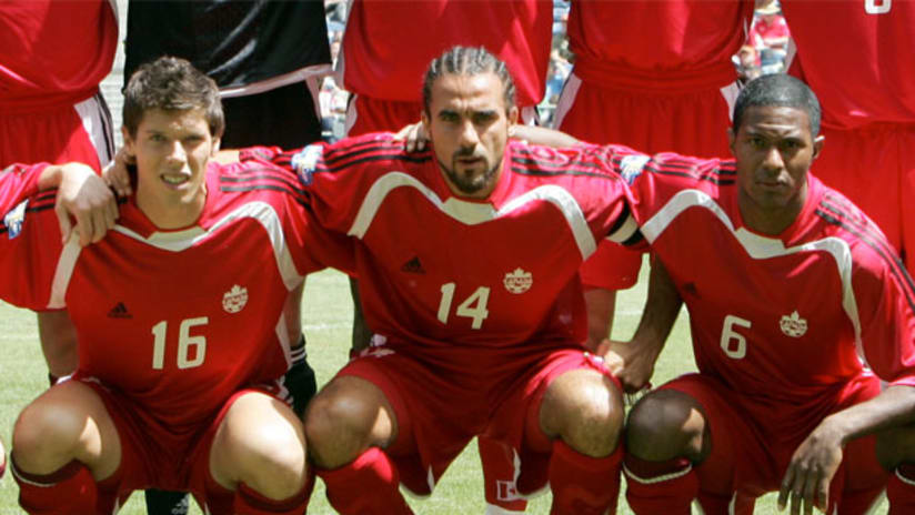 Patrick Leduc, Dwayne De Rosario and Patrice Bernier with the Canadian national team at the 2005 Gold Cup
