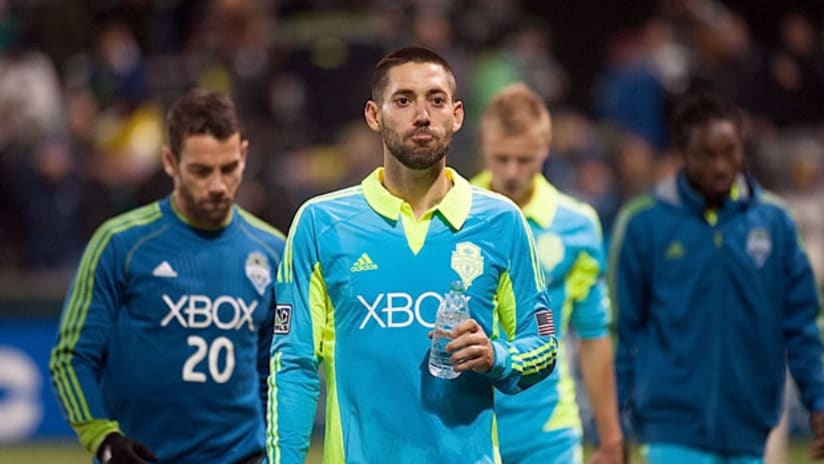 Clint Dempsey looks on after Seattle are eliminated at Portland