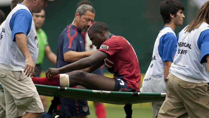 Jozy Altidore was stretchered off the field after injuring his hamstring vs. Jamaica.