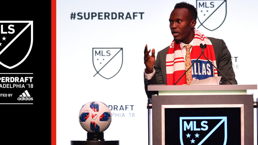 Francis Atuahene - FC Dallas - at podium, 2018 SuperDraft