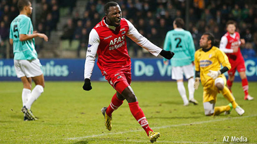 Jozy Altidore celebrates a goal for AZ Alkmaar