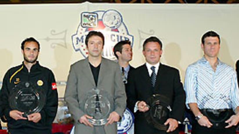 Members of the All-Time Best XI team accepted a token of the league's thanks Friday.