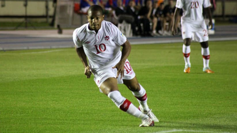 Canada's Simeon Jackson in action against Panama