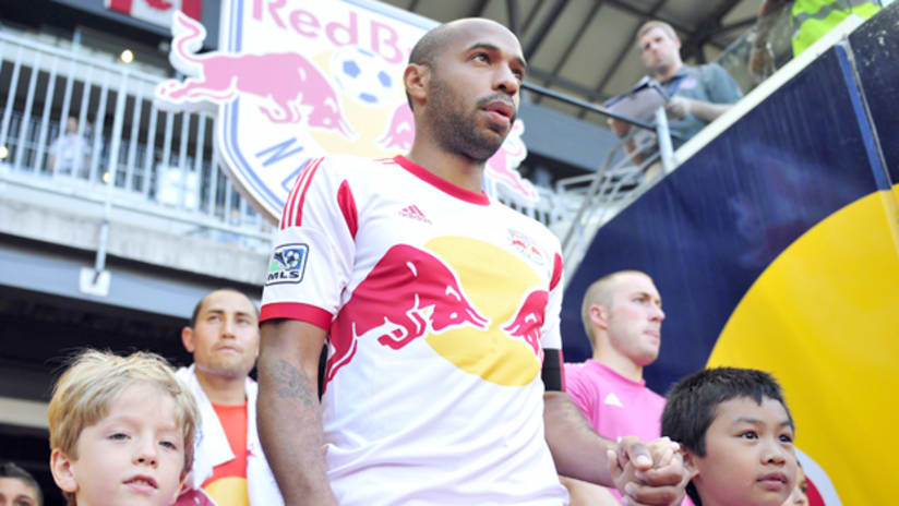 Thierry Henry enters the field