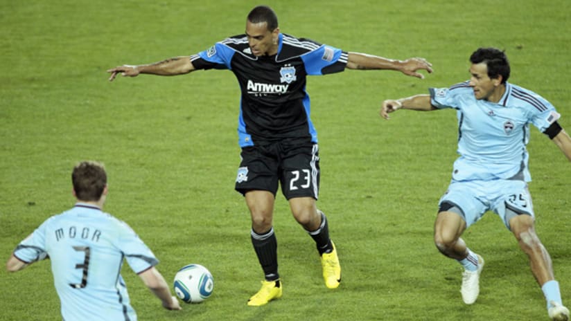 Brazilian forward Eduardo, seen here against the Rapids in May, has registered 31 minutes of MLS action