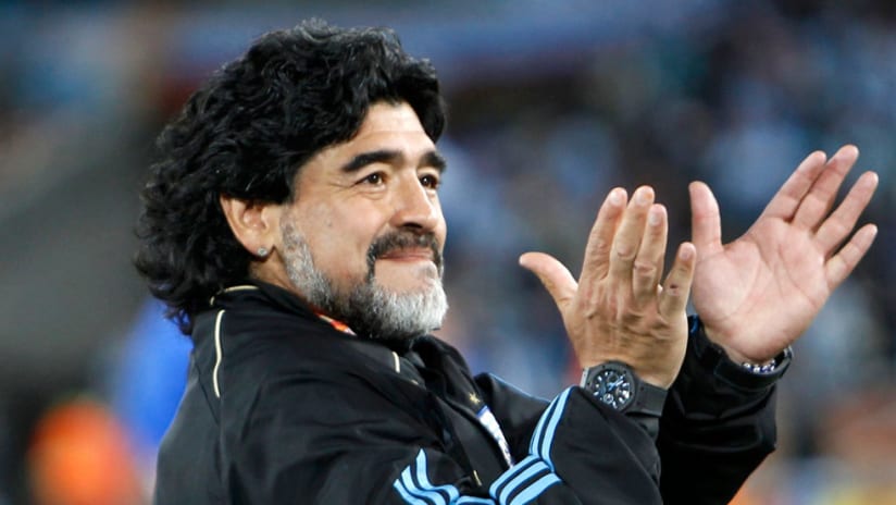Diego Maradona – Argentina – Applauds team as head coach