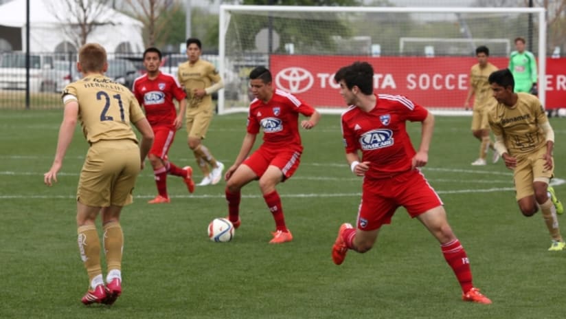 FC Dallas academy forward Giovanni Montesdeoca looks for a pass in Generation adidas Cup play