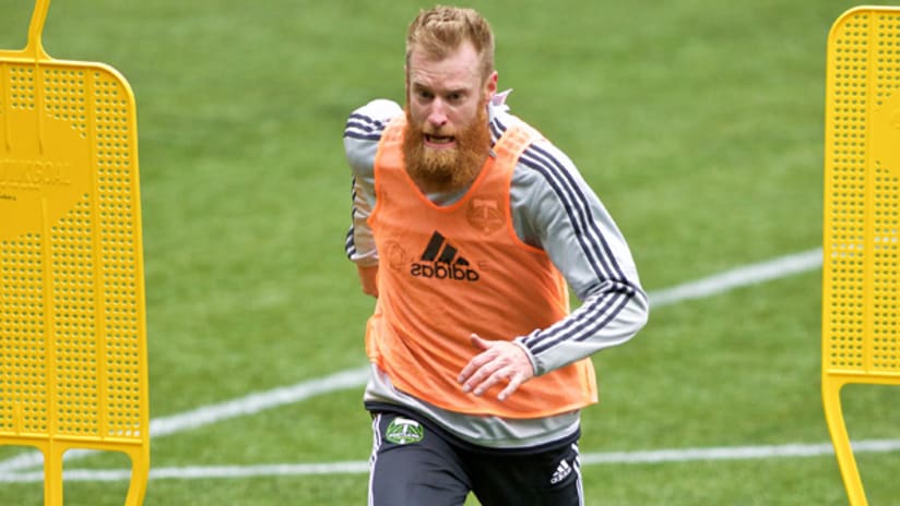 Nat Borchers in training with the Portland Timbers