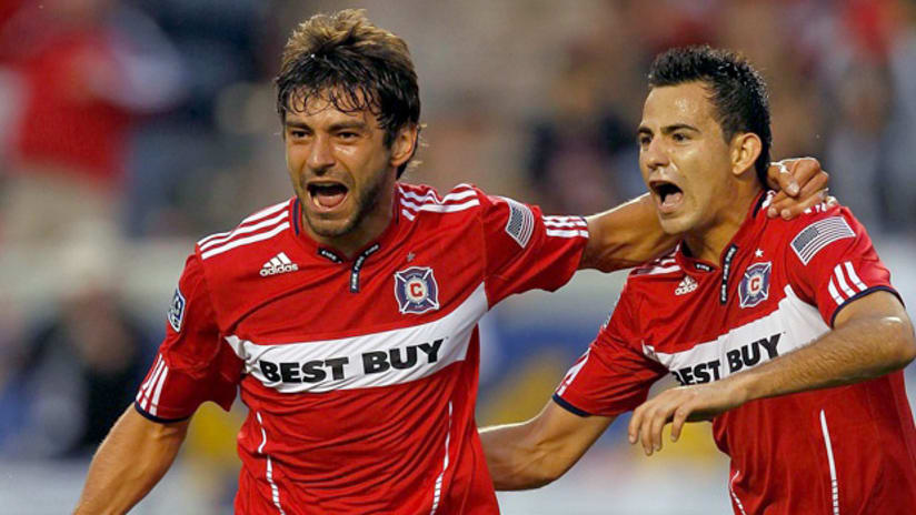 Baggio Husidic (left) and Marco Pappa lost eight teammates during the Chicago Fire's offseason.