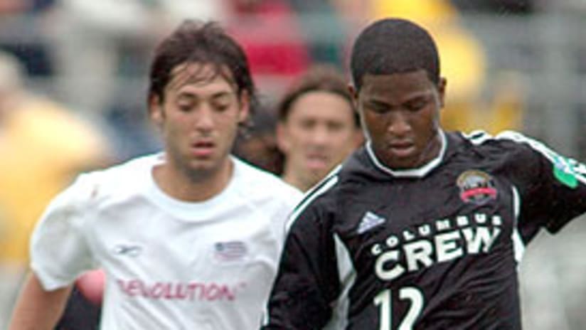 Edson Buddle (right) scored the game winner the last time the Crew and Revs met.
