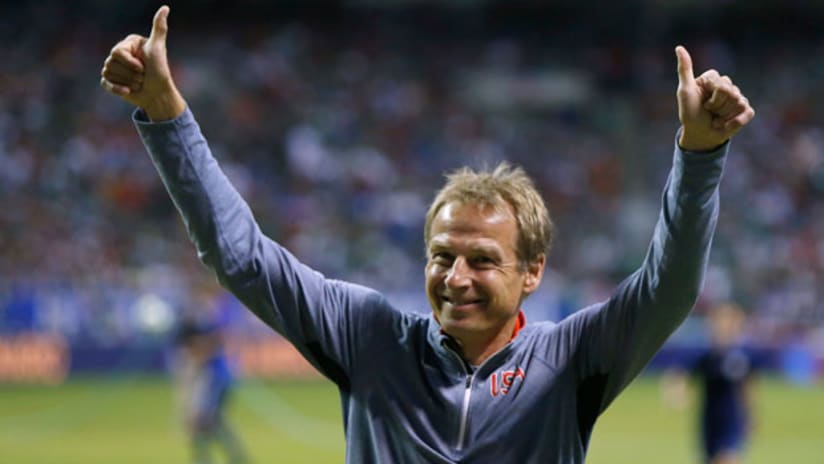 Jurgen Klinsmann, two thumbs up